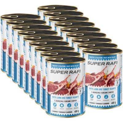 Super Rafi s jahňacím mäsom a morčacími srdcami 18 x 400 g