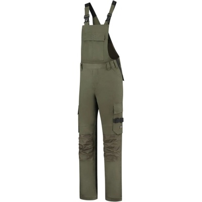 Malfini pracovné nohavice s trakmi unisex Bib & Brace Twill Cordura T67 army