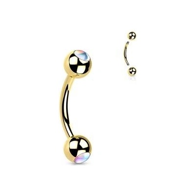 Šperky4U zlacený piercing do obočí čiré kamínky OB1009-GDC