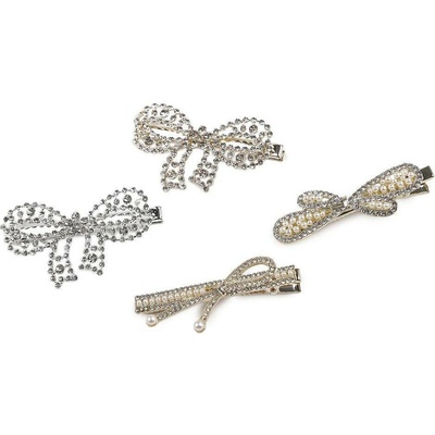 Spona do vlasů s broušenými kamínky mašle Varianta: 4 crystal zlatá, Balení: 1 ks