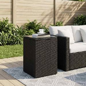 vidaXL Странична маса Черно 35 x 35 x 50 см полиратан (42026885)