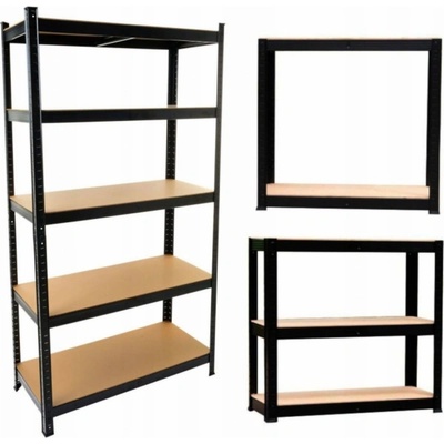 Kovový regál P9040, 180x90x40, nosnost 875 kg, černý