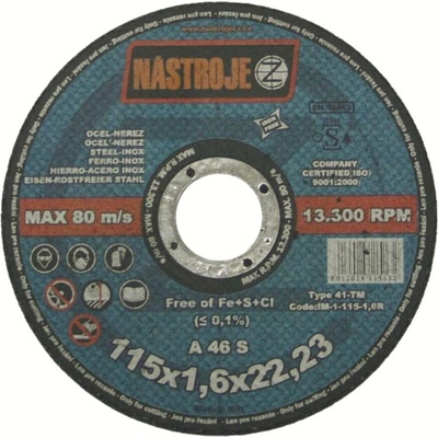 Nástroje cz Kotouč řezný 115 x 1,6 x 22 mm IM-1-115-1,6R
