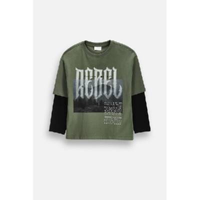 Coccodrillo chlapčenské tričko s dlhým rukávom khaki