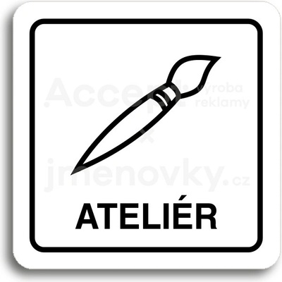 ACCEPT Piktogram ateliér - bílá tabulka - černý tisk
