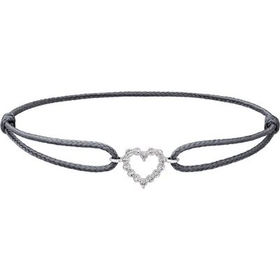 Tiami provázkový náramek Little Heart z bílého zlata s diamanty tmavě šedý BLHW20006