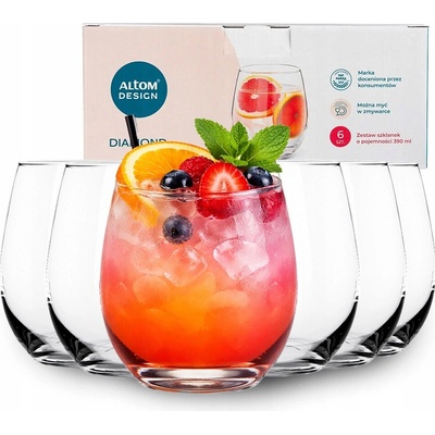 Altom Design Sklenice na drinky nebo vodu Diamond 6 x 390 ml