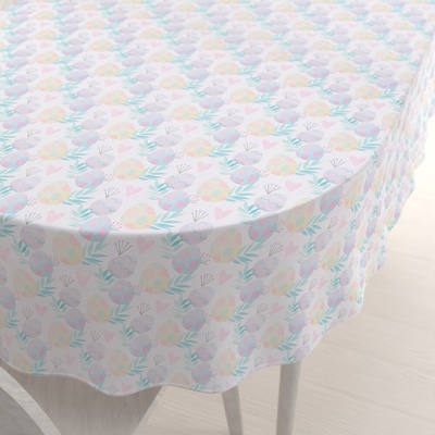 Biante Veľkonočný teflónový oválny obrus TF-073 Pastelové kraslice na bielom 60x100 cm