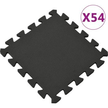 vidaXL Постелки за под 54 бр 4, 86 м2 EVA пяна черни (92457)