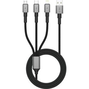 Tech-Protect ultraboost dna 3В1 lightning & type-c & micro-usb КАБЕЛ 3a 120cm ЖЕЛЯЗНО СИВ (5906302330294)