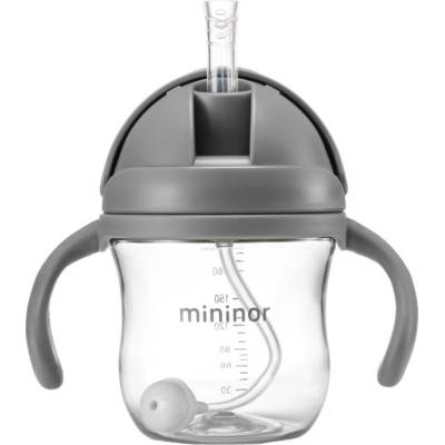 Mininor fľaša so slamkou Tritan 220 ml Grey Seal