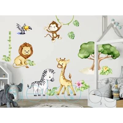 Сафари животни - стикер за стена с ефект на акварелна рисунка (1614)