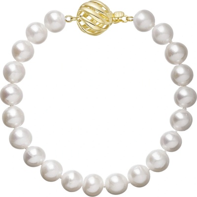 Pavona perlový náramek z říčních perel se zapínáním ze 14 karátového zlata 923003.1/9264A bílý