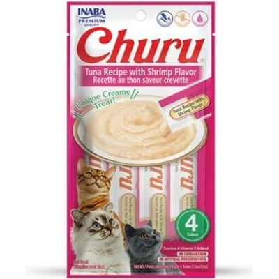 Inaba Churu Pyré cat Tuniak s krevetami 4 tuby 56 g