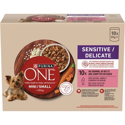 Purina ONE Mini Dog Adult kuře a hovězí ve šťávě 10x85g