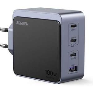 UGREEN Зарядно устройство UGREEN GaN X565, PD 3.0 100W, 3xUSB-C/1xUSB-A, GaN технология, , Сив (X565)