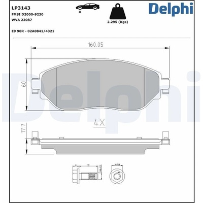 Sada brzdových platničiek kotúčovej brzdy DELPHI LP3143