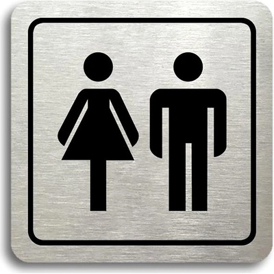 Accept Piktogram „WC ženy, muži“ (80 × 80 mm) (strieborná tabuľka – čierna tlač)