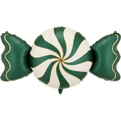 PartyDeco Fóliový balón Vianočná cukrovinka béžovo-zelená 113 x 54 cm