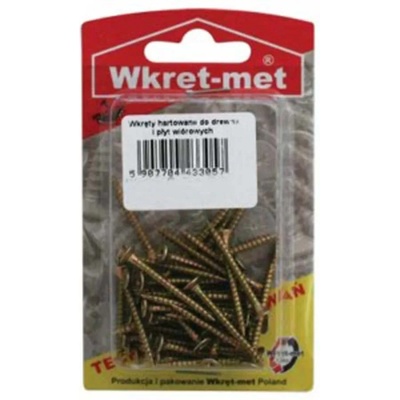 WKRET-MET Винт за дърво, жълто поцинкован, 3.0*20 60бр/ блистер (0812bwk3.0x20)