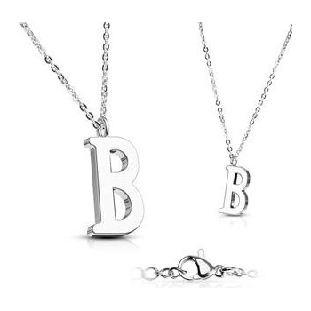 Šperky4U Ocelový řetízek s přívěškem iniciála OPD0096-B