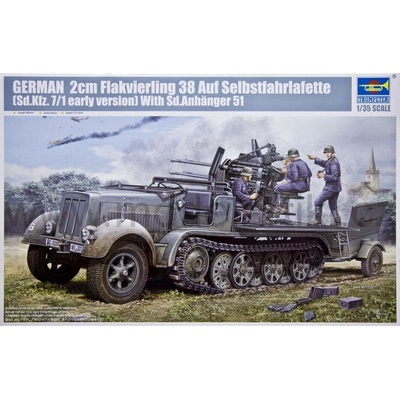 Trumpeter 2cm Flakvierling 38 Auf Selbstfahrlafette Sd.Kfz.7/1 early version 1:35