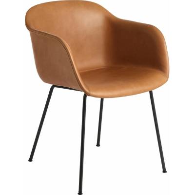 Muuto Fiber Tube Base Upholstered Refine Leather Cognac / Anthracite Black