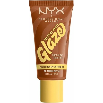 NYX Professional Makeup Buttermelt Glaze Soft Glow Skin Tint SPF30 rozjasňující make-up s uv ochranou 07 Toffee Butta 30 ml
