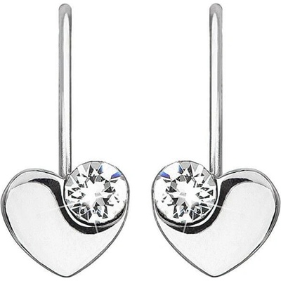 Evolution Group strieborné srdiečkové náušnice s kryštálmi Swarovski 31299.1 bielej