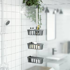 vidaXL Рафт за закачалка за душ 30x15x(67-105) см алуминий (154599)
