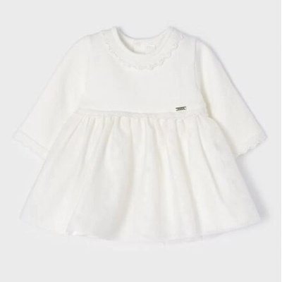 MAYORAL dívčí šaty pletenina s tylovou sukní béžová – Zboží Dáma