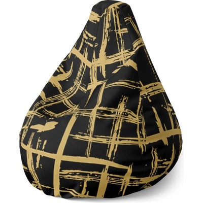 Sablio Sedací vak Pear Zlaté malování 70 x 95 x 15 cm