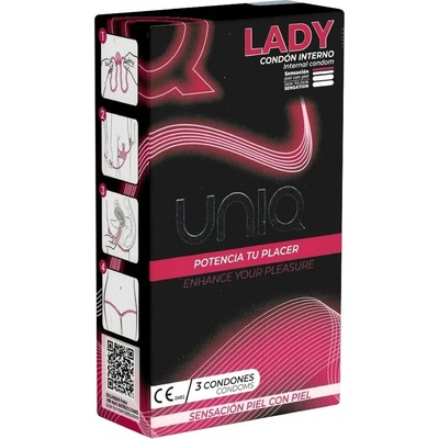 Женски презервативи с дантелени жартиери, 3 броя - Uniq Lady Condom (D-215002)