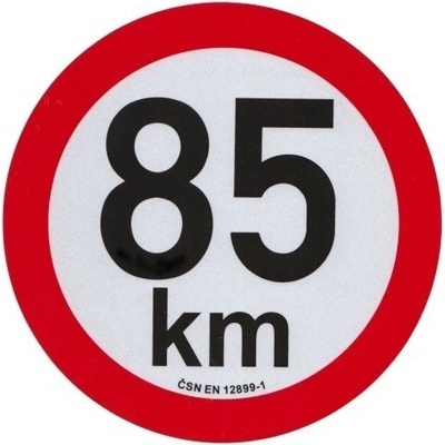 Samolepka konstrukční rychlosti 85 km, reflexní, průměr 20 cm, s normou ČSN EN 12899-1