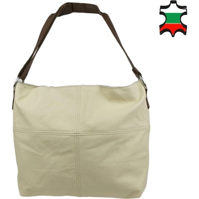 Български обувки Дамска чанта от светлобежова естествена кожа с дълга дръжка 33788