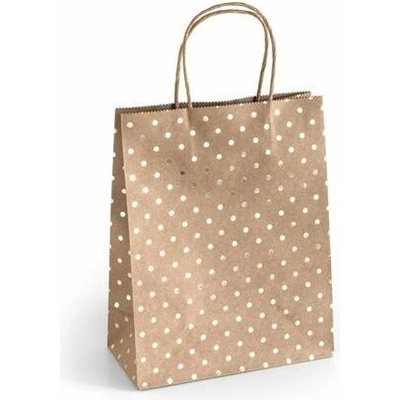 Papírová taška Kraft zlaté puntíky 25x10x20cm, 5ks – Sleviste.cz