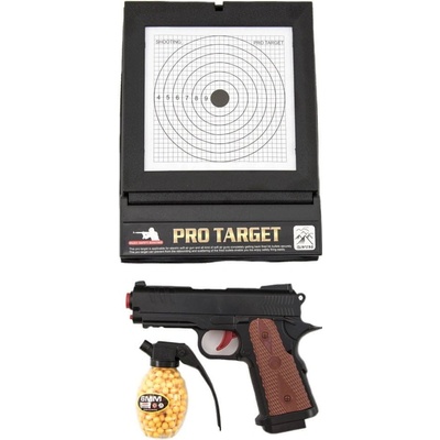 Teddies pištoľ plast na guličky 6mm s terčom v krabici 45x29x5cm