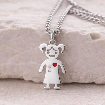 Art Gift Decor Персонализирано колие с момче или момиче и име - подарък за мама