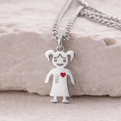 Art Gift Decor Персонализирано колие с момче или момиче и име - подарък за мама