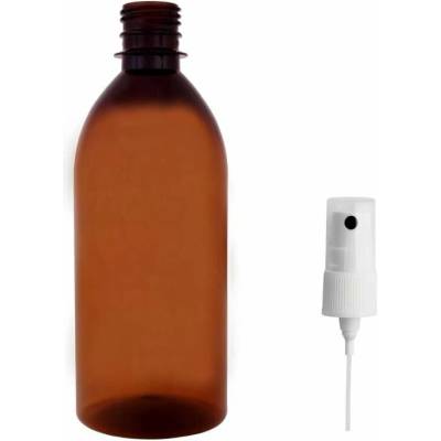 Tera Plastová lahvička hnědá s kosmetickým rozprašovačem 500 ml