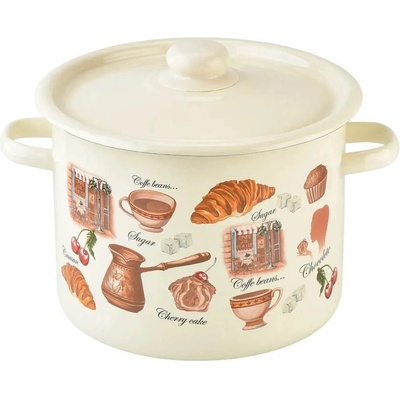 idilia 22 см (5, 5 л. ) емайлирана тенджера с метален капак IDILIA разцветка Cafe de Cherie