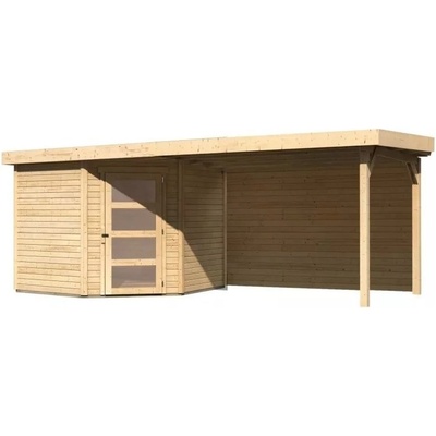 KARIBU SCHWANDORF 5 záhradný domček + prístavok 280 cm vrátane zadnej steny (9218) 497 x 246 cm, natur LG3916
