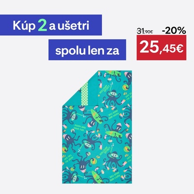 Decatlon uterák z mikrovlákna Friends 110 x 175 cm tyrkysový s potlačou