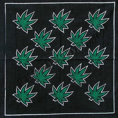 Šatka KANABIS 55 0 CM x 55 0 CM ČIERNO-ZELENÁ
