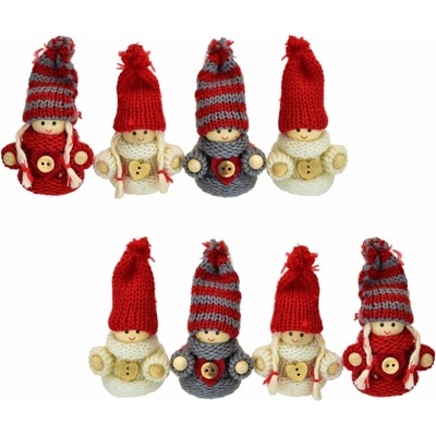 DOMMIO Pletené panenky červené 8 cm, 4 ks v krabičce, set 2 ks