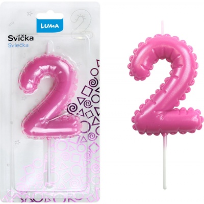 Svíčka č. 2 balónek RŮŽOVÁ LUMA