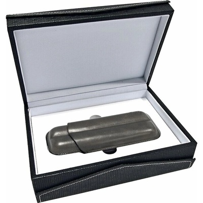 Angelo pouzdro na 2 doutníky Etue šedé kožené 160 mm dárkové balení