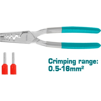 TOTAL Кримпващи клещи за кабелни втулки и накрайници TOTAL, 0.5-16mm2 (TL THCPG0516)