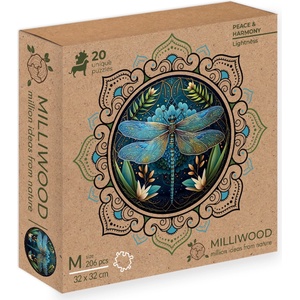 Milliwood Дървен пъзел Milliwood, Peace and Harmony, 206 ч. - Мандала, Лекота (M-Lightness-5067-C) - bright-toys