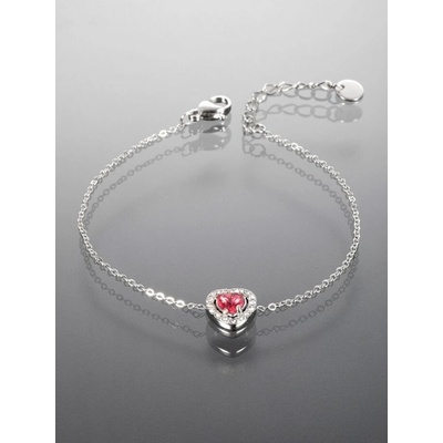 Prosperk náramek z chirurgické oceli růžové srdce S2040